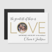 コリント引用文ラブフォトウェディング日付を保存 マグネット招待状 (正面/裏面)