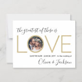 コリント引用文ラブフォトウェディング日付を保存 マグネット招待状 (正面)