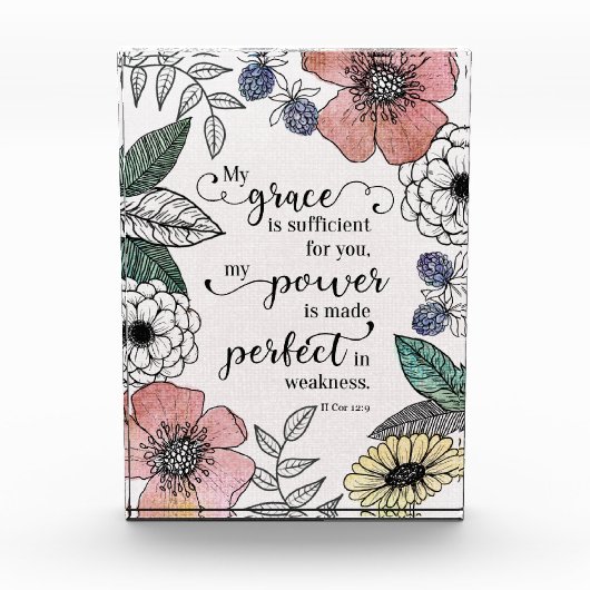コリント12:9 – 私の恵みは十分である フォトブロック (正面)