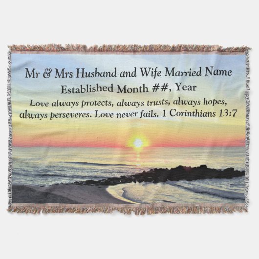 コリント13パーソナライズされたの結婚毛布 スローブランケット (正面)