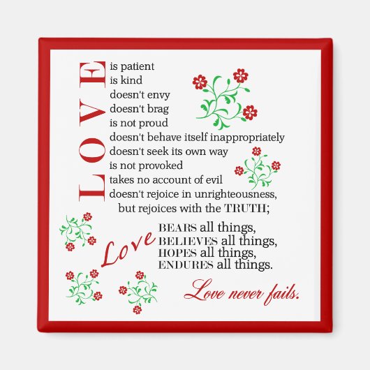 コリント13 4-8 |愛は決して失敗しない マグネット (正面)