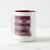 コリンパーソナライズされたチア人13人の愛は患者 ツートーンマグカップ (正面左)