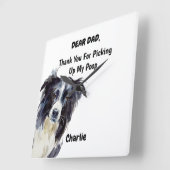 コリーおもしろい縁どパパウォーター色カニーンアート スクエア壁時計 (傾斜)