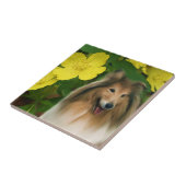 コリーとフラワードッグアート タイル (側面)