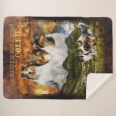 コリーと羊の群れのない家素朴- シェルパブランケット (正面(横))