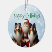 コリーのクリスマスオーナメント セラミックオーナメント (左)