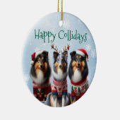 コリーのクリスマスオーナメント セラミックオーナメント (右)