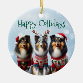 コリーのクリスマスオーナメント セラミックオーナメント