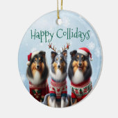コリーのクリスマスオーナメント セラミックオーナメント (左)
