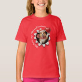 コリーの子犬のクリスマスハートスカーフもふもふ Tシャツ (正面)
