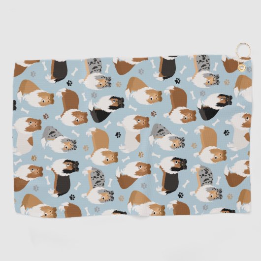 コリーの粗い手と骨 ゴルフタオル (横)