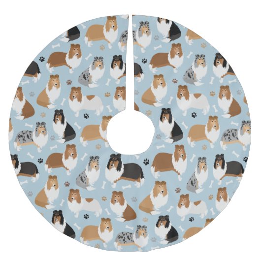 コリーの粗い手と骨 ブラッシュドポリエステルツリースカート (正面)