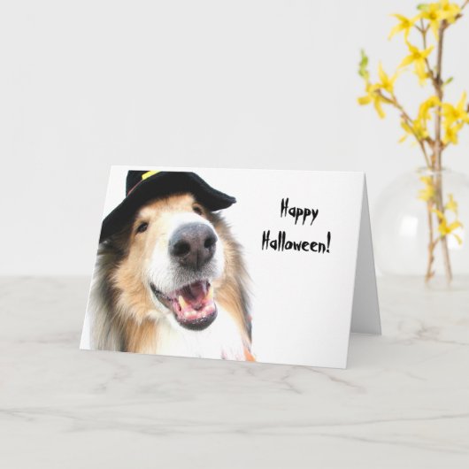 コリーの魔法使いのハロウィンカード カード (黄色い花)