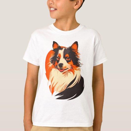 コリーよくはしゃぐコンパニオン鮮やか- Dog Art Tシャツ (正面)