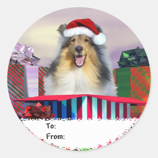 コリークリスマスサーピースギフトラベル ラウンドシール (正面)