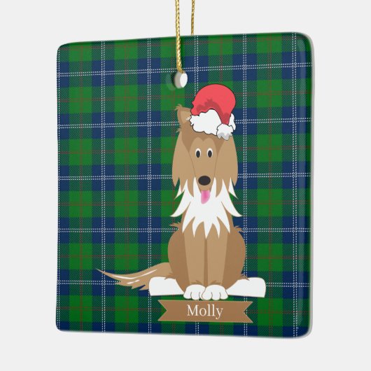 コリードッグサンタクリスマスペットオーナメント セラミックオーナメント (左)