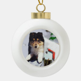 コリーパピークリスマスメールボックス セラミックボールオーナメント