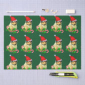 コリーパピーサンタハットクリスマス 薄葉紙 (クラフト)