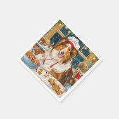 コリーホリデーベーキング:フェスティバルクリスマス スタンダードカクテルナプキン (角)