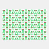 コリーラフなクリスマスドッグ&グリーンボウ3色 ラッピングペーパーシート (正面2)