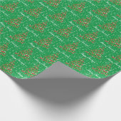 コリーラフ犬クリスマスツリーホリデーグリーン ラッピングペーパー (角)