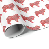 コリーラフ犬クリスマスドッグシルエットホワイト ラッピングペーパー (ロールコーナー)