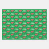 コリーラフ犬シルエットグリーンウメリーーフマス ラッピングペーパーシート (正面)