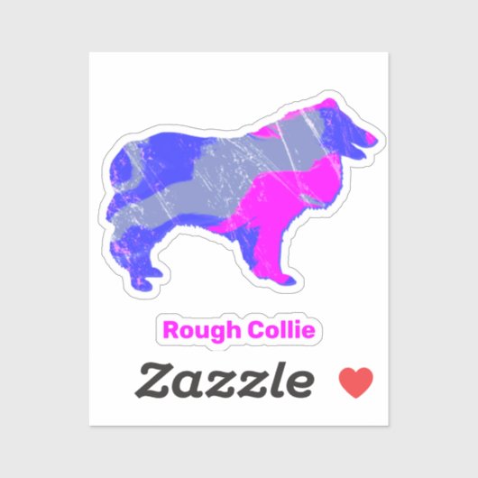 コリーラフ犬シルエットピンク&ブルーステッカー シール (シート)