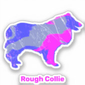 コリーラフ犬シルエットピンク&ブルーステッカー シール (正面)