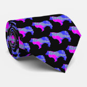 コリーラフ犬ピンクシルエットブラックネック ネクタイ (ロール)