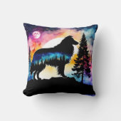 コリー上の山の上のカラフル林 クッション (正面)