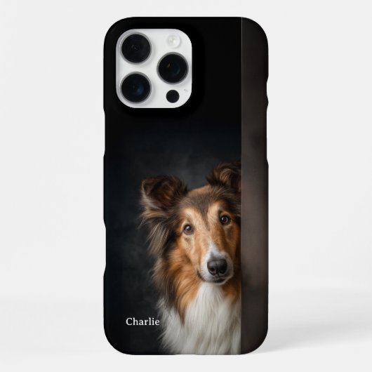 コリー犬のオーダーメイド肖像画 iPhoneケース (裏面)