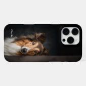 コリー犬のオーダーメイド肖像画 iPhoneケース (裏面横)