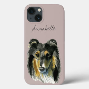 コリー犬の水彩画のイラストレーション iPhone 13ケース