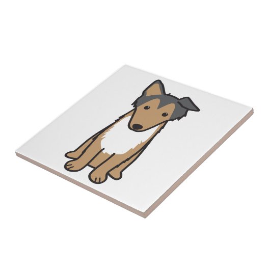 コリー犬の漫画 タイル (側面)