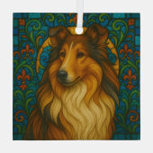 コリー犬「ステンドグラス」 ガラスオーナメント (裏面)