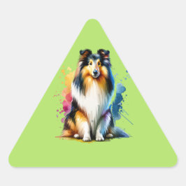 コリー犬 三角形シール