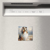 コリー犬 - 忠実な視線の絵画 マグネット (インサイチュ (食洗機))