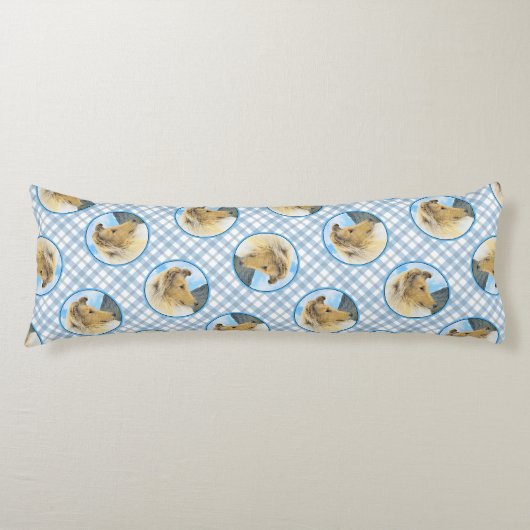 コリー絵を描ズのラフなセーブルメルレオリジナルドッグアート ボディピロー (正面)