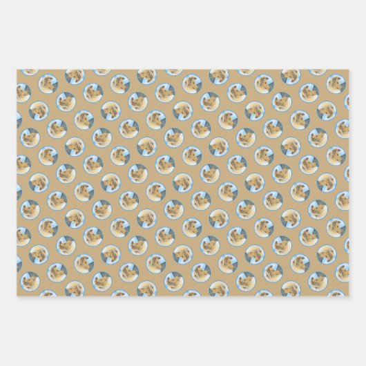 コリー絵を描ズのラフなセーブルメルレオリジナルドッグアート ラッピングペーパーシート (正面3)