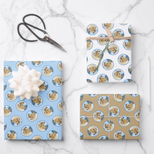 コリー絵を描ズのラフなセーブルメルレオリジナルドッグアート ラッピングペーパーシート (正面)