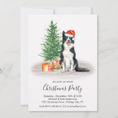 コリー縁どかわいい犬の恋人クリスマスパーティー 招待状 (正面)