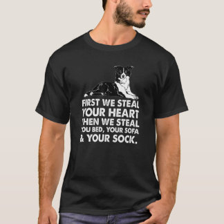 コリー縁どがハートを盗みベッドのソファを盗む Tシャツ