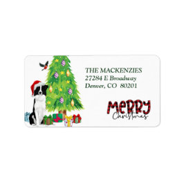 コリー縁どとクリスマスツリー差出人住所 ラベル