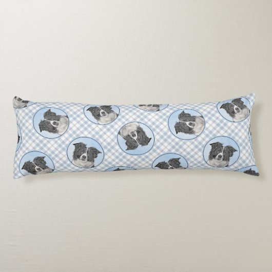 コリー縁どのラフ絵を描な白黒のドッグアート ボディピロー (裏面)