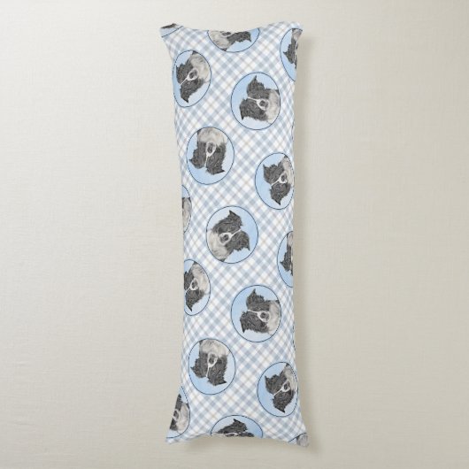 コリー縁どのラフ絵を描な白黒のドッグアート ボディピロー (正面縦)