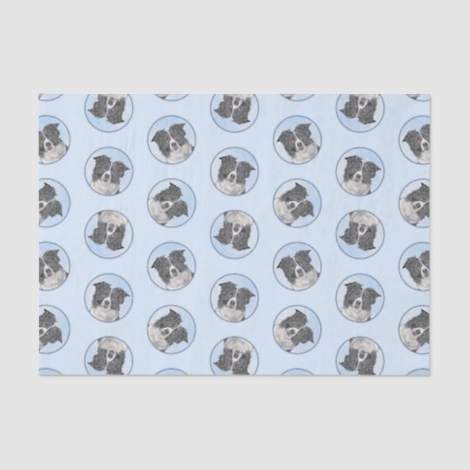 コリー縁どのラフ絵を描な白黒のドッグアート 薄葉紙 (正面)