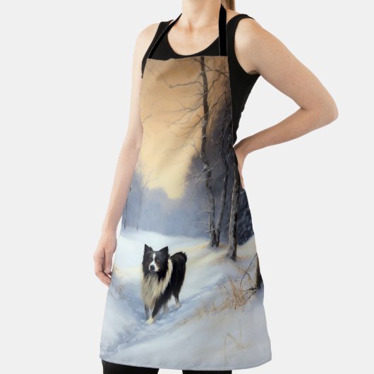 コリー縁どは雪のクリスマスを許す エプロン (インサイチュ)