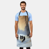 コリー縁どは雪のクリスマスを許す エプロン (着用した状態)