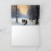 コリー縁どは雪のクリスマスを許す カード (内部)